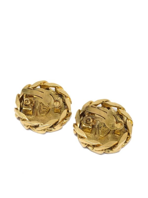 Chanel Pre-owned 1980s CC Round Clip-On Earrings