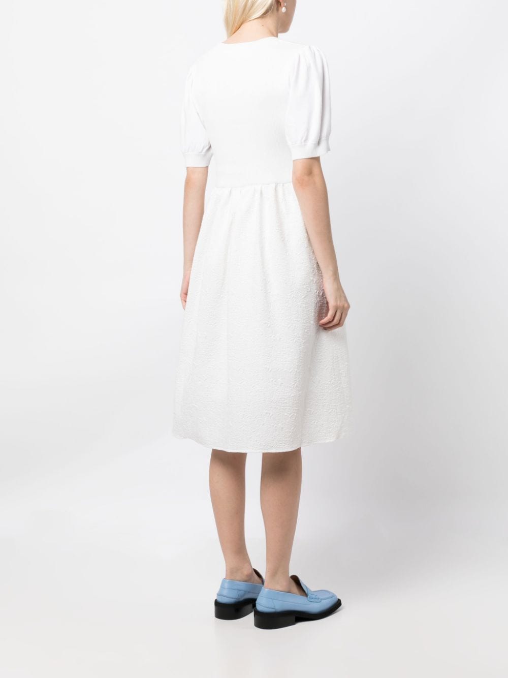 Shop B+ab Crinkled-finish Short-sleeve Dress In White