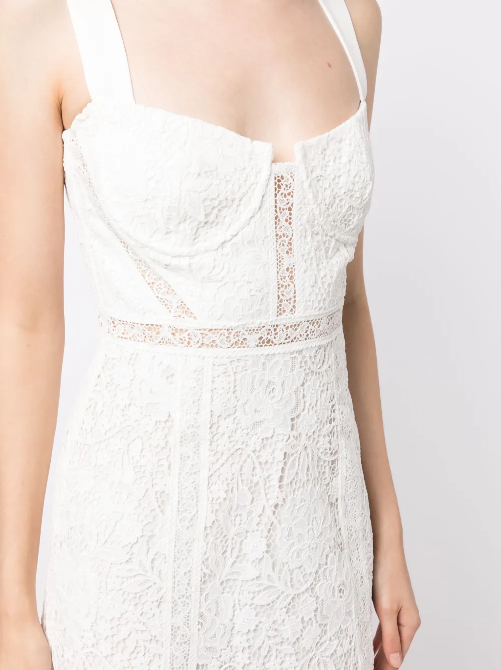 Self-portrait Floral Lace Midi Dress In White