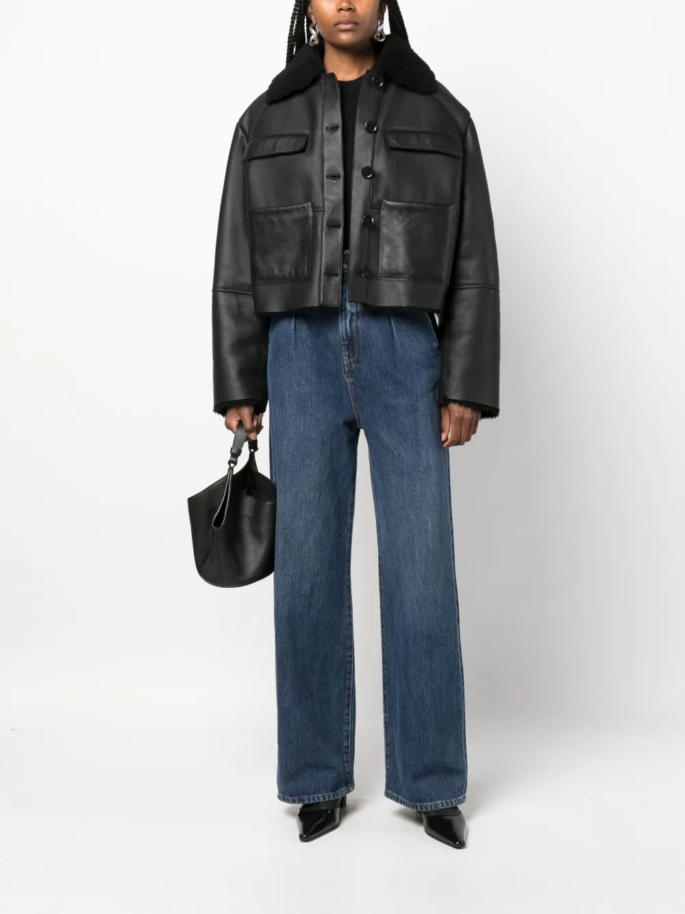 Loulou Studio Bugur leather jacket - Zwart