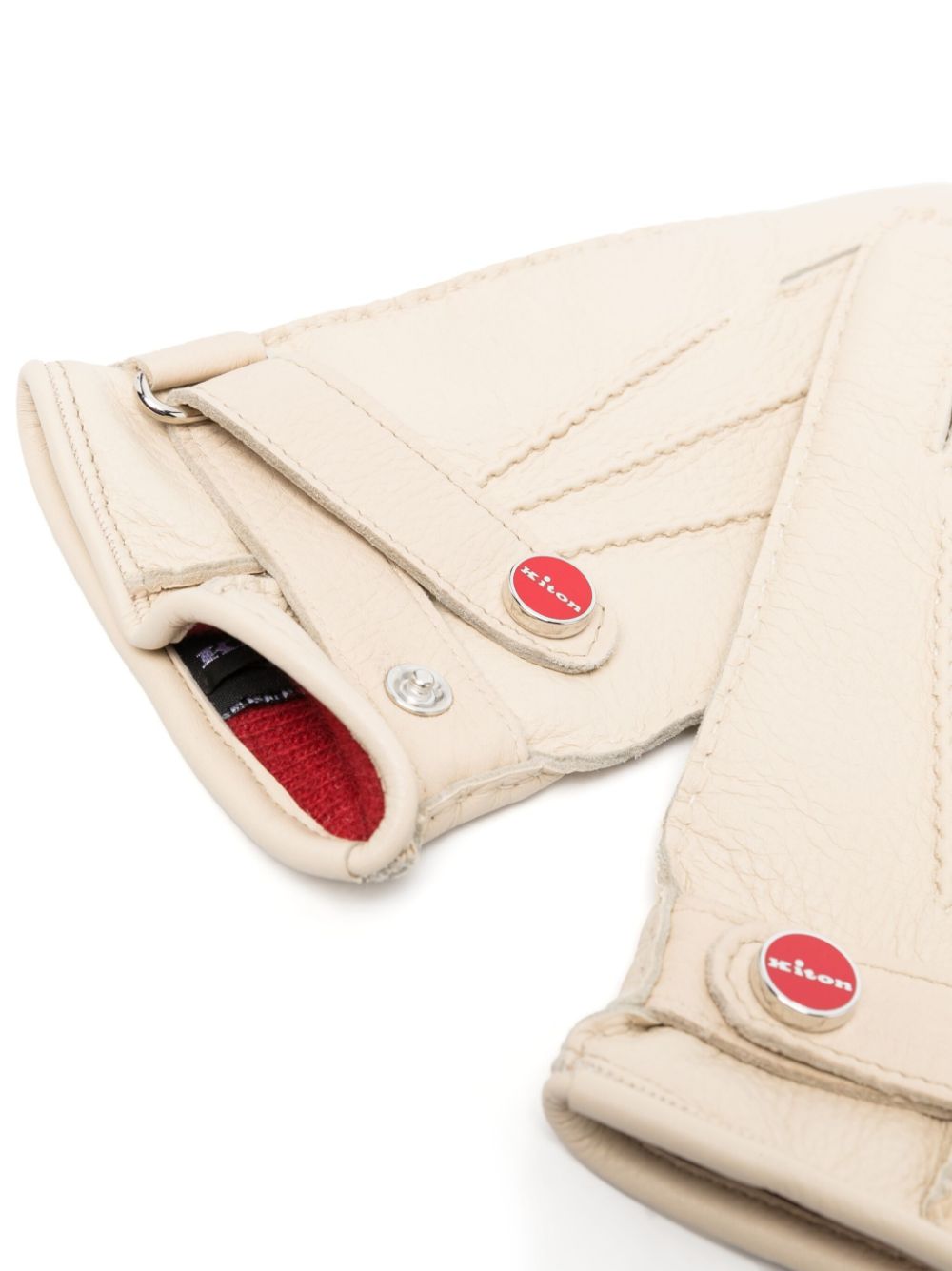 Kiton logo-plaque leather gloves - Beige