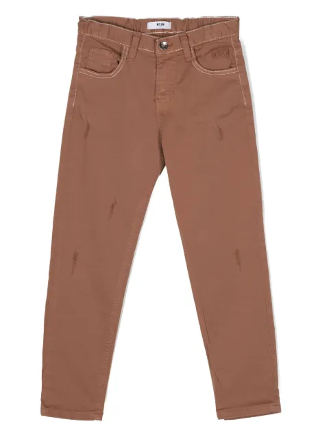 MSGM Kids distressed stretch-cotton trousers