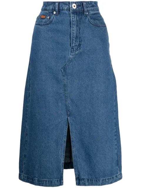 CHOCOOLATE front-slit denim midi skirt