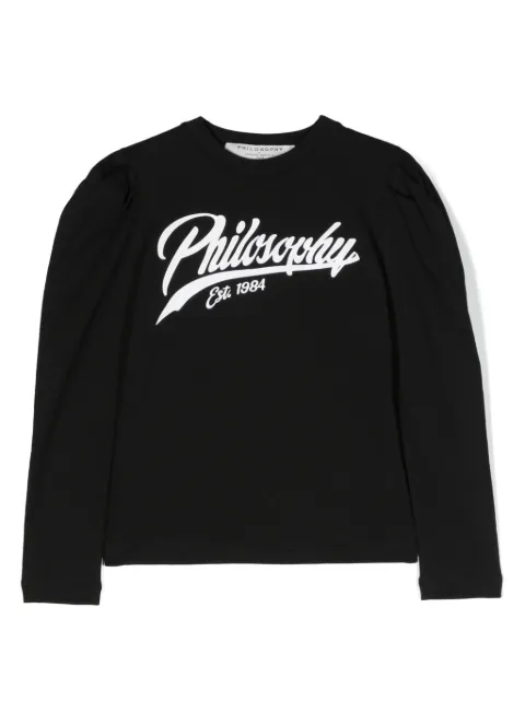 Philosophy Di Lorenzo Serafini Kids logo-print puff-sleeve cotton sweatshirt