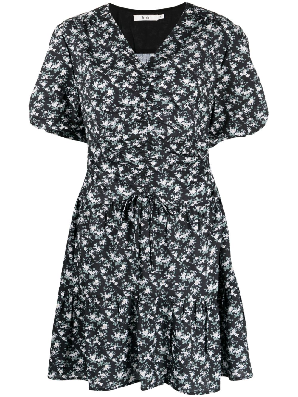 b+ab floral-print short-sleeved dress - Black
