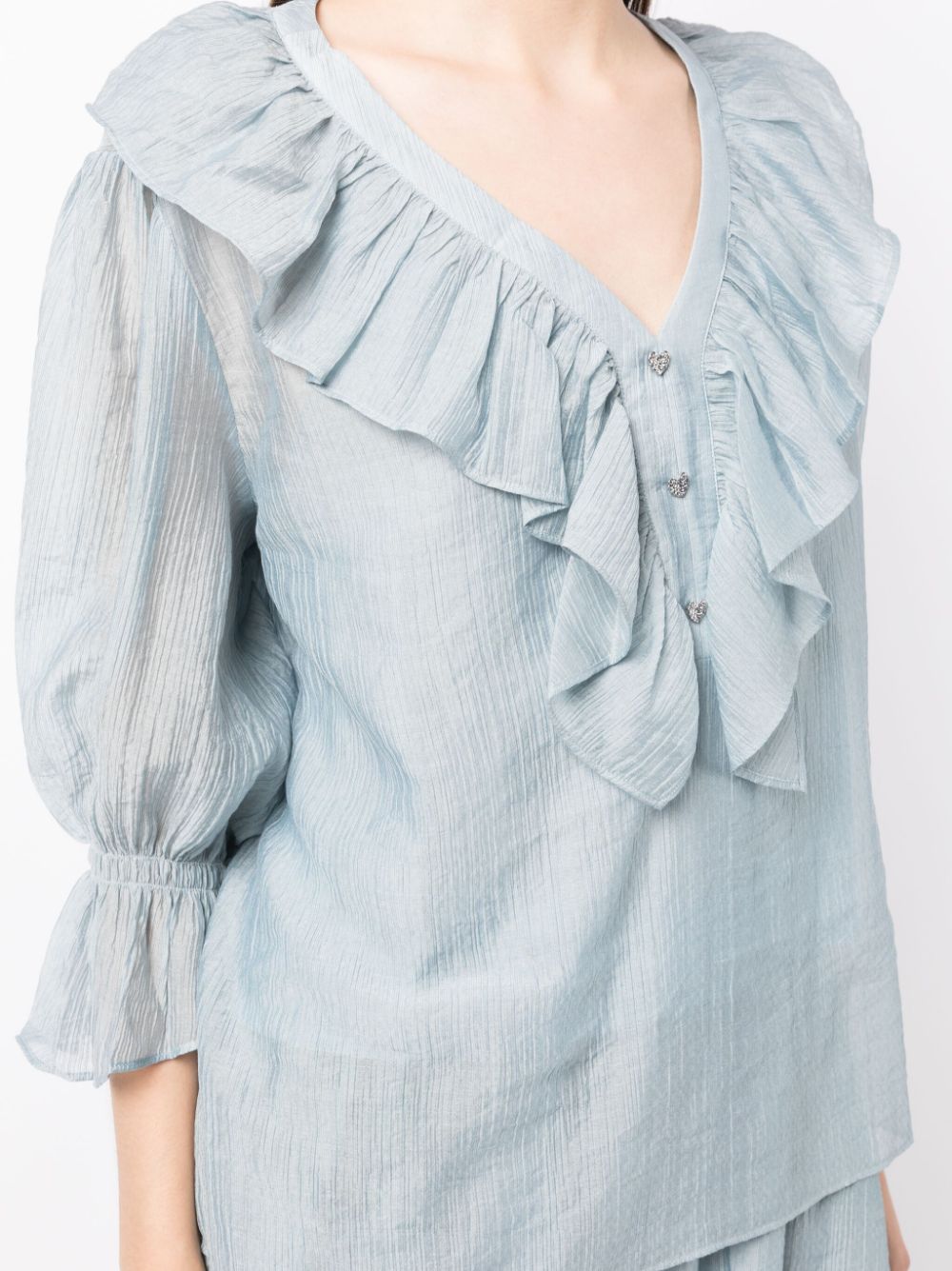 Shop B+ab Ruffled V-neck Set In Blue