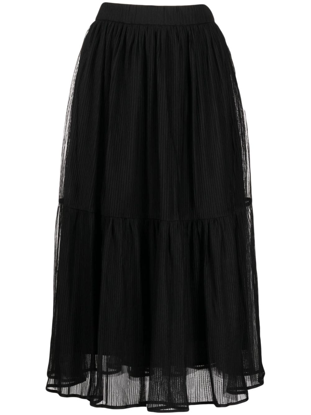 b+ab tiered pleated midi skirt - Black