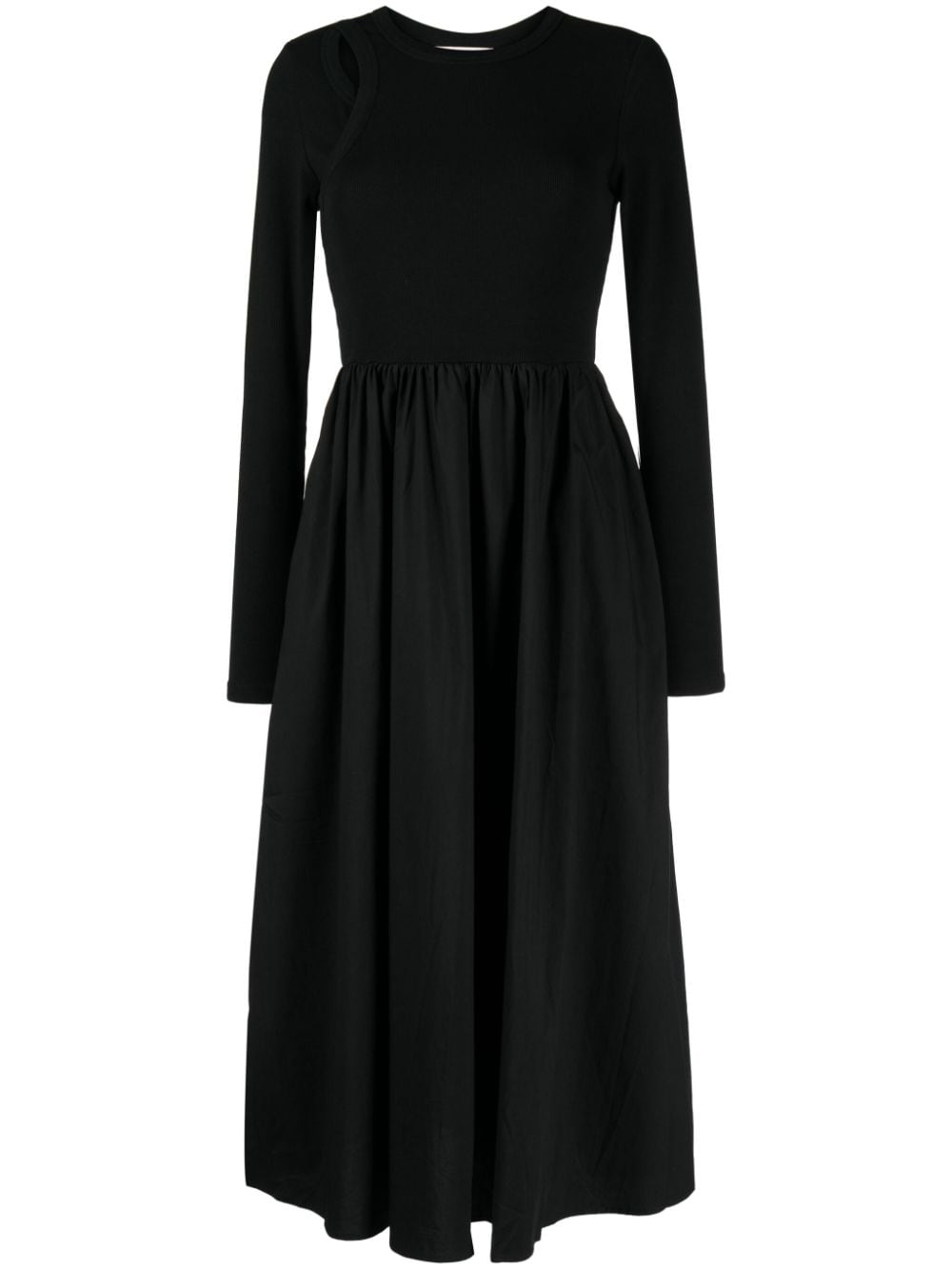 b+ab long-sleeved A-line midi dress - Black