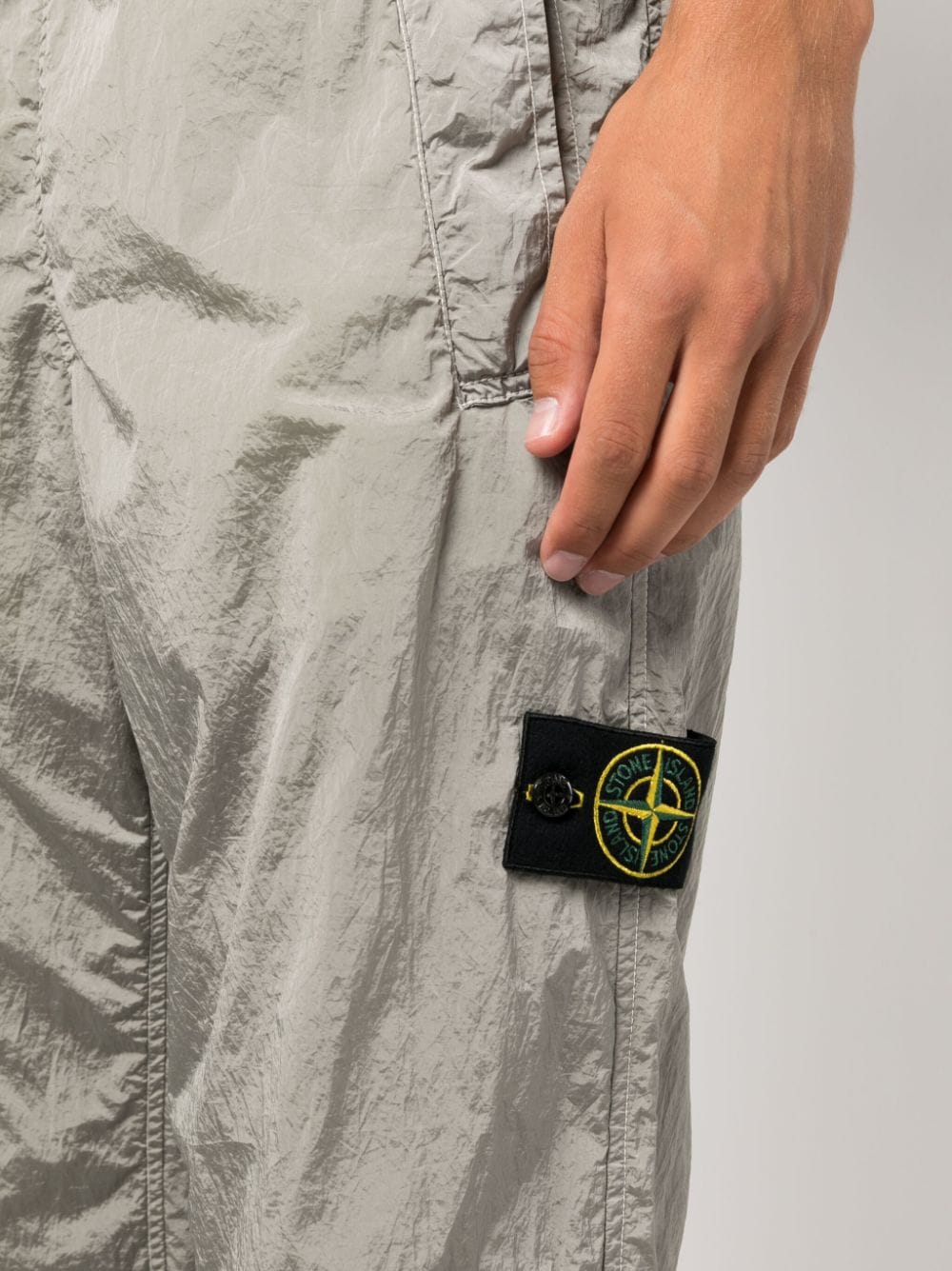 Shop Stone Island Compass-motif Straight-leg Track Pants In Grey