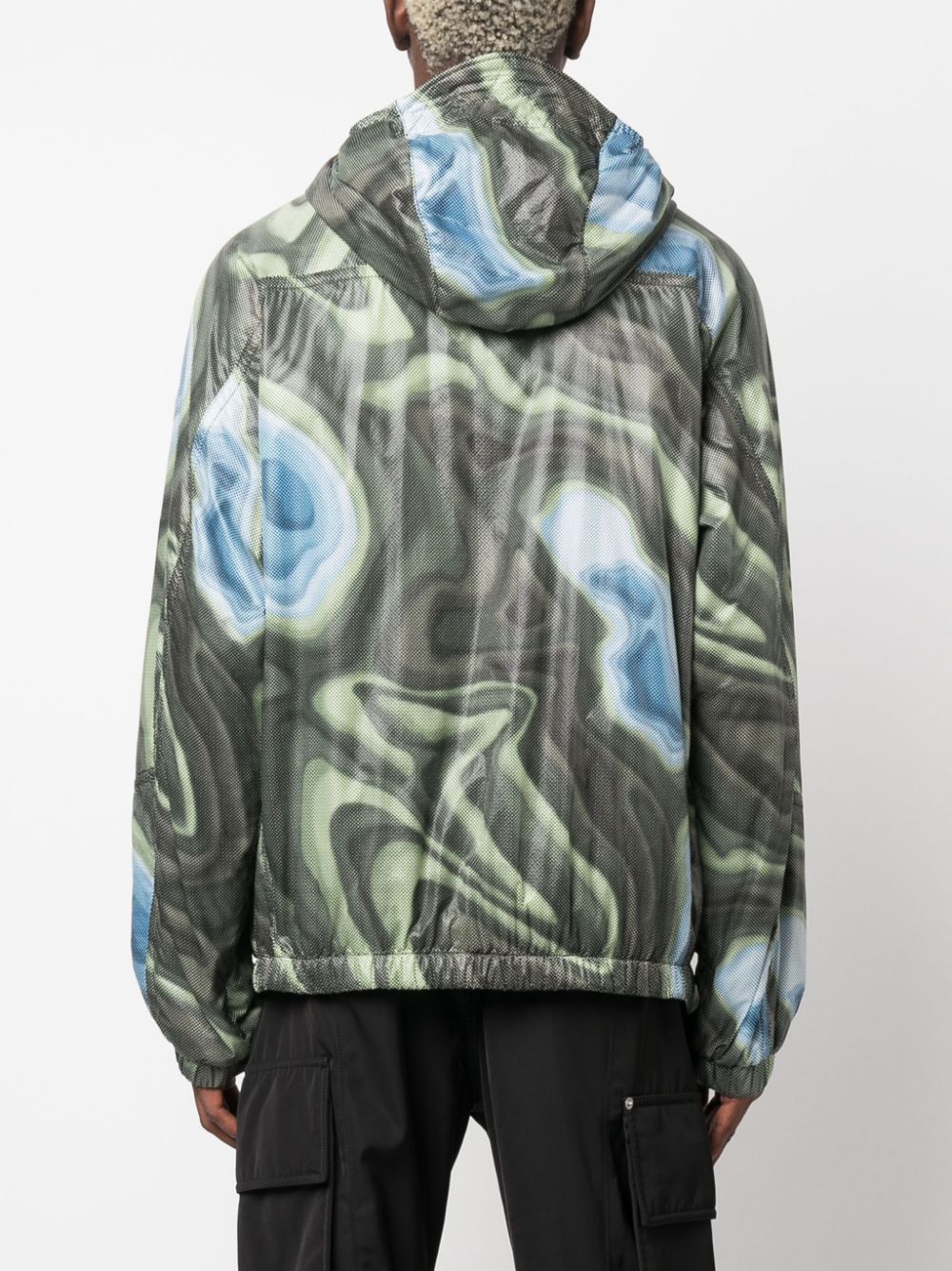 Shop Moncler Day Namic Abstract-print Bomber Jacket In Green