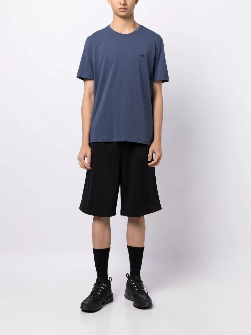 BOSS T-shirt met geborduurd logo - Blauw