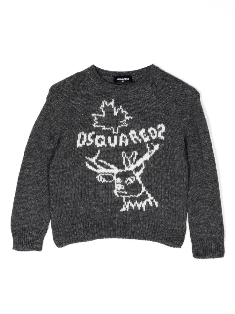 DSQUARED2 KIDS intarsia-knit logo crew-neck jumper 