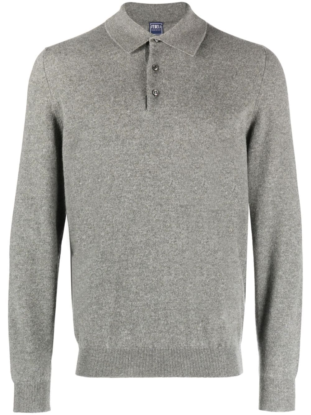 Fedeli Long-sleeved Cashmere Polo Shirt In Grey