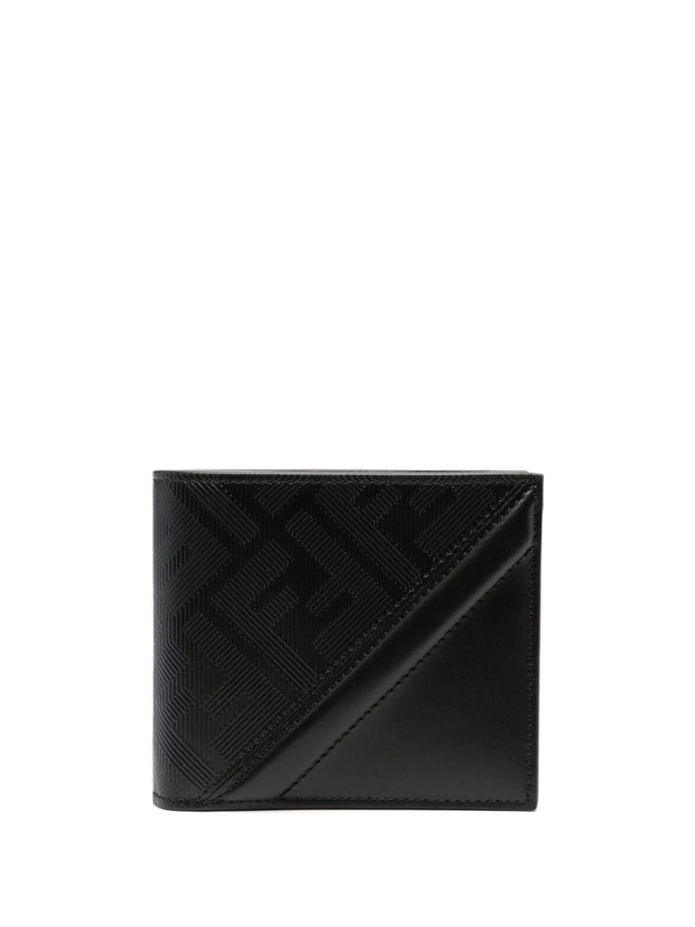 Fendi Logo凹面压纹对折钱包 In Schwarz