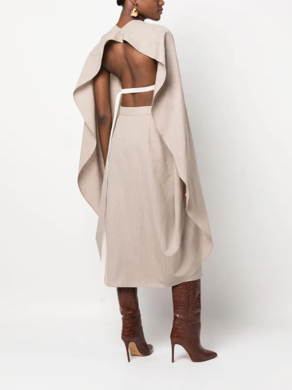 【関税＆送料込み】Fendi Multi Layer Wool Fitted Dress Clot FENDI cut-out Draped Wool Dress | Neutrals | FARFETCH
