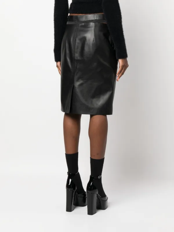 【2024年製 新品】 FENDI FARFETCH | Black | Skirt Leather logo-waistband スカート