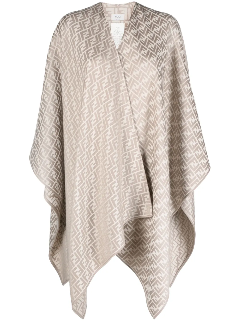 Fendi Ff-monogram Knitted Cape In Neutral
