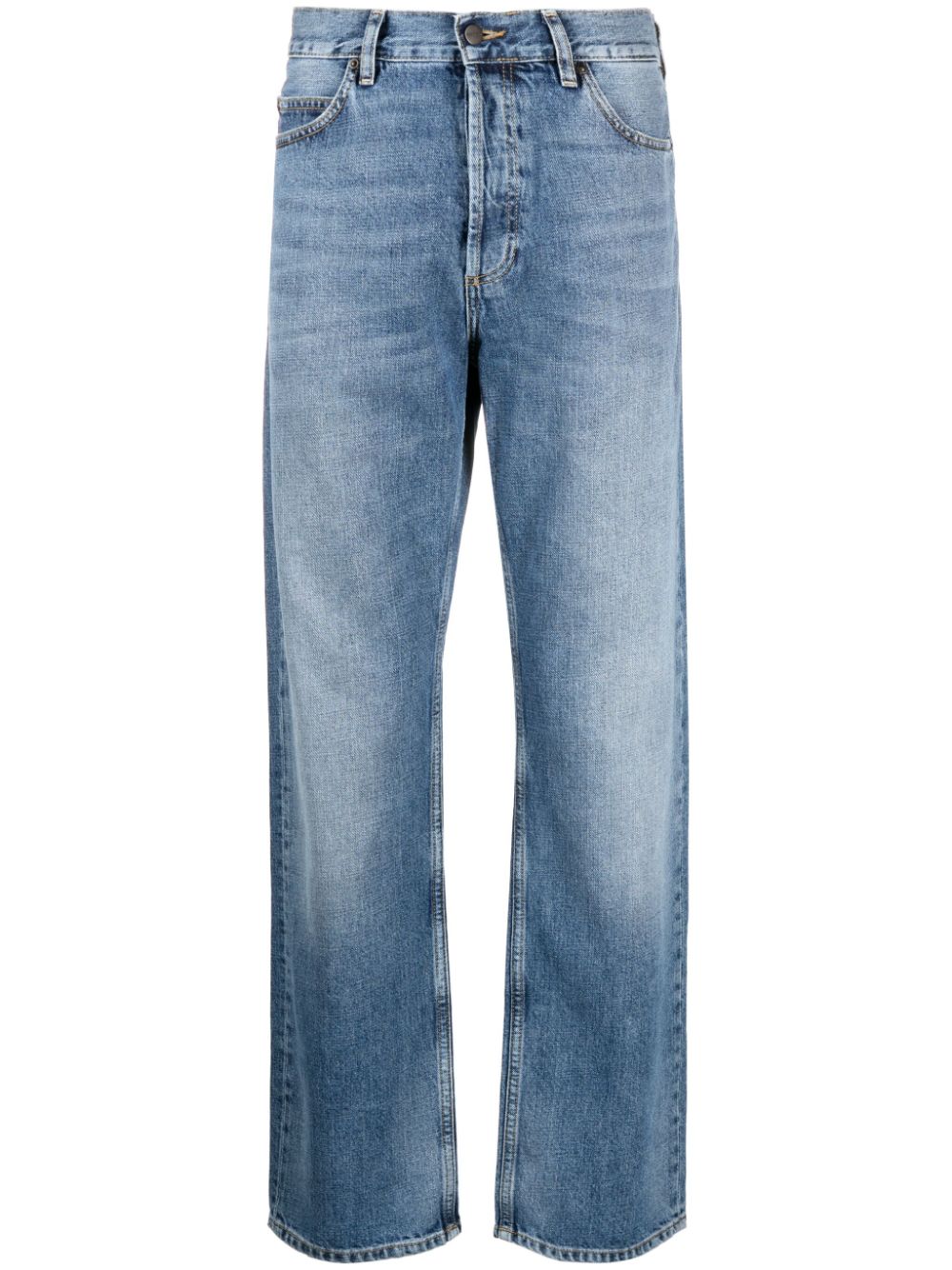 mid-rise straight-leg jeans