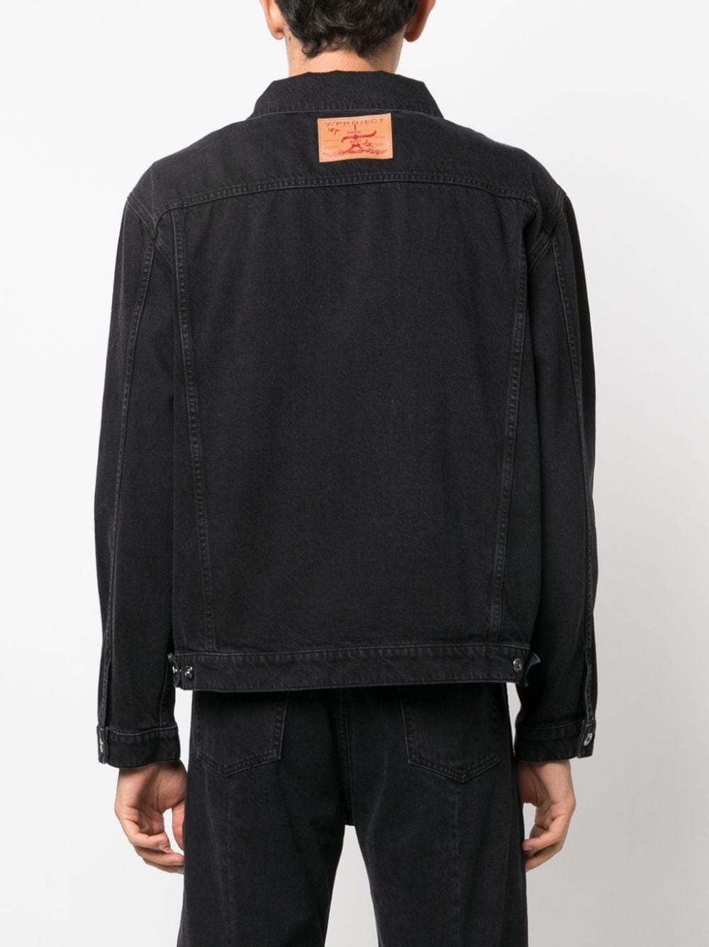 Shop Y/project Wire Logo-patch Denim Jacket In Black