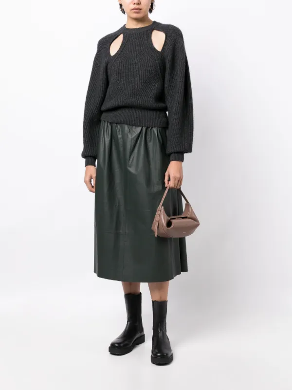 Drawstring leather outlet skirt