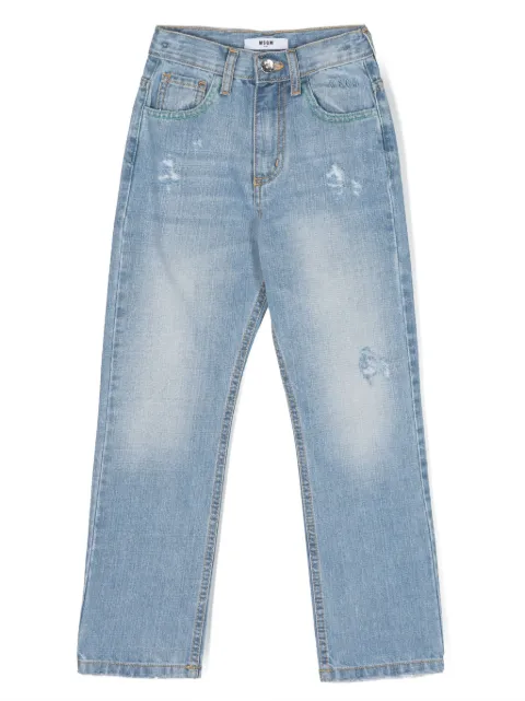 MSGM Kids distressed-effect straight-leg jeans 