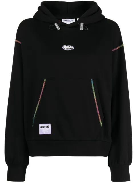 CHOCOOLATE logo-appliqué drawstring cotton hoodie
