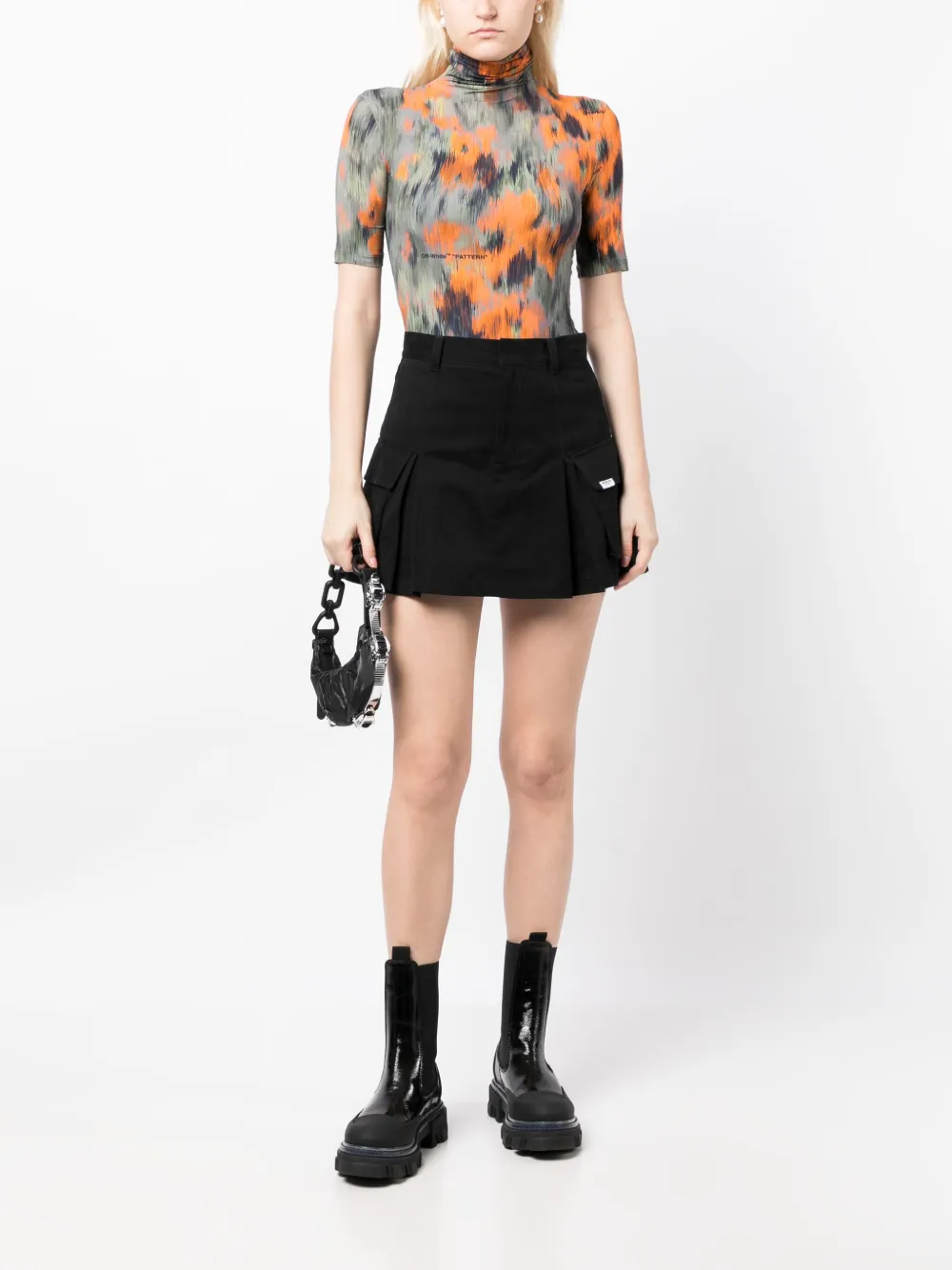 CHOCOOLATE Mini-rok met logopatch - Zwart
