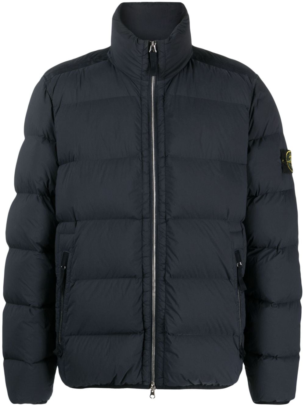Shop Stone Island Compass-patch Padded Down Jacket In Blue