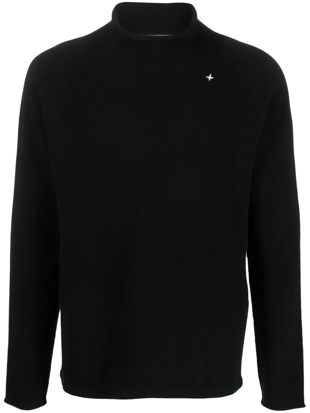 Stone Island Logo-embroidered Wool-blend Jumper In Black
