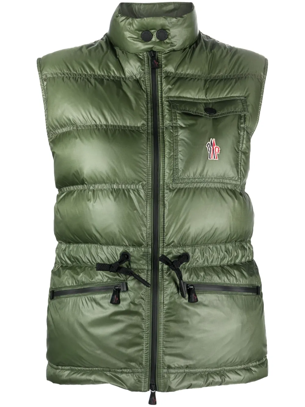 Shop Moncler Logo-patch Feather-down Gilet In Green