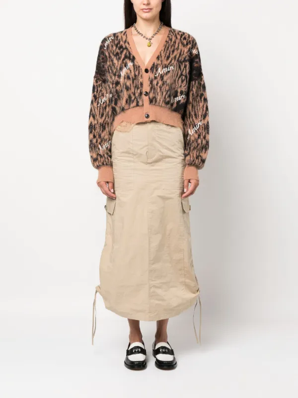 AMIRI leopard-print Cropped Cardigan | Brown | FARFETCH