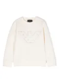 Emporio Armani Kids logo-embroidered crewneck sweatshirt - Neutrals
