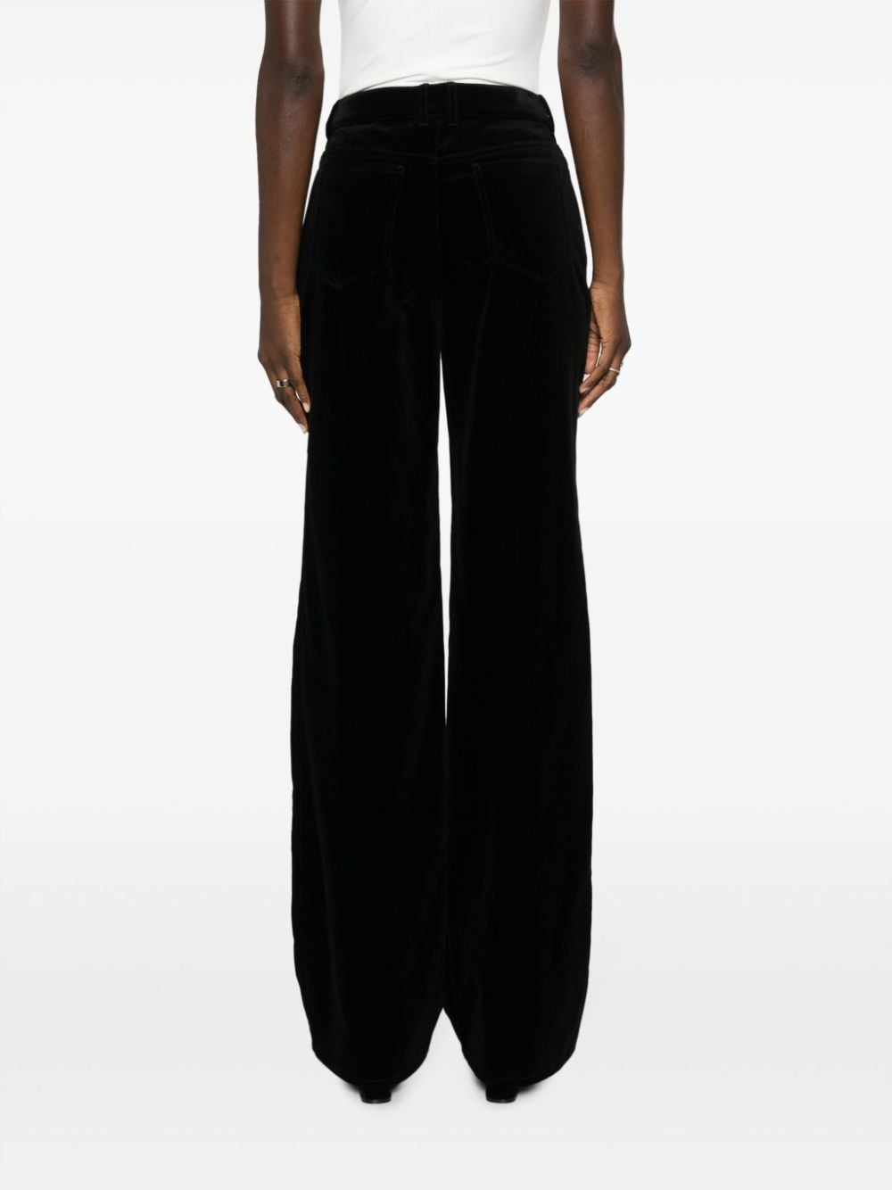 Shop Saint Laurent High-waist Wide-leg Trousers In Black