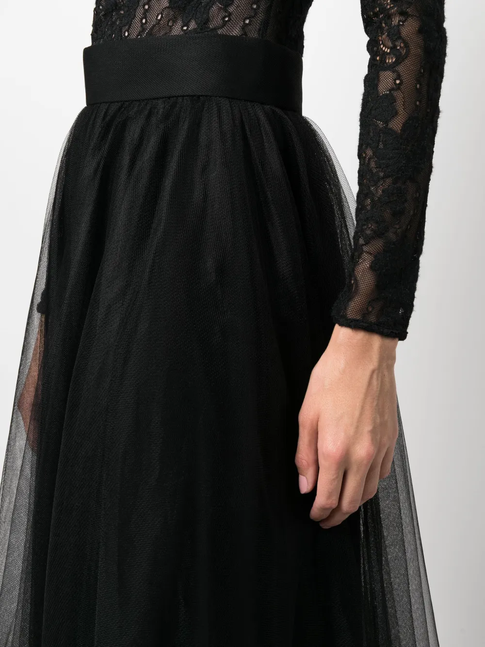 Shop Zimmermann High-waisted Tulle Midi Skirt In Schwarz
