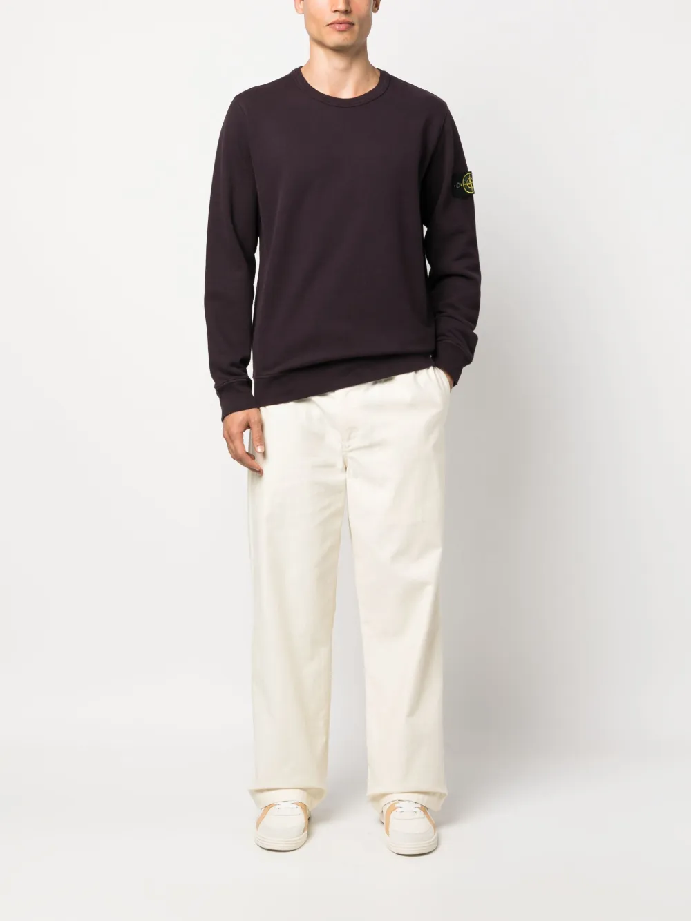 Stone Island Sweater met Compass-logopatch - Paars