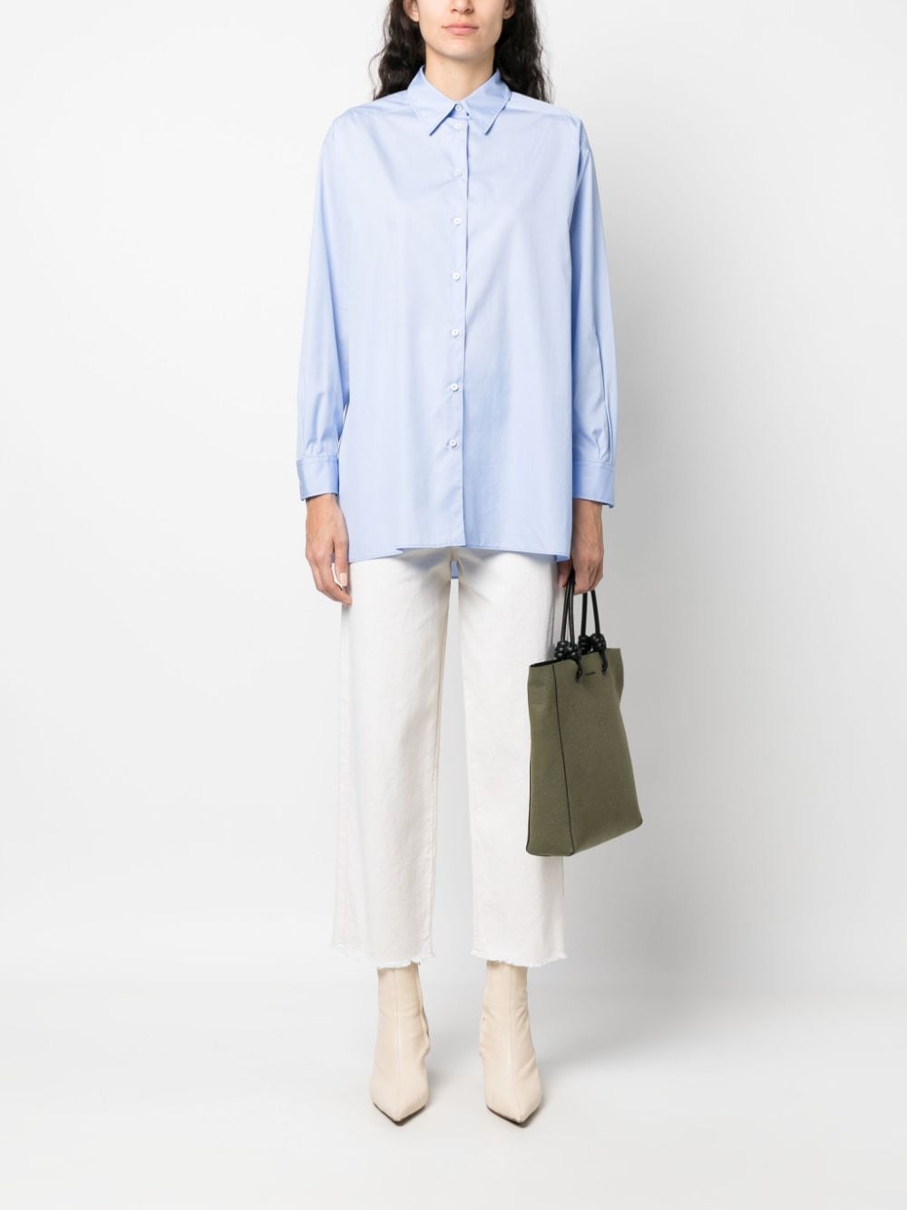 ASPESI pointed-collar oversized cotton shirt - Blauw