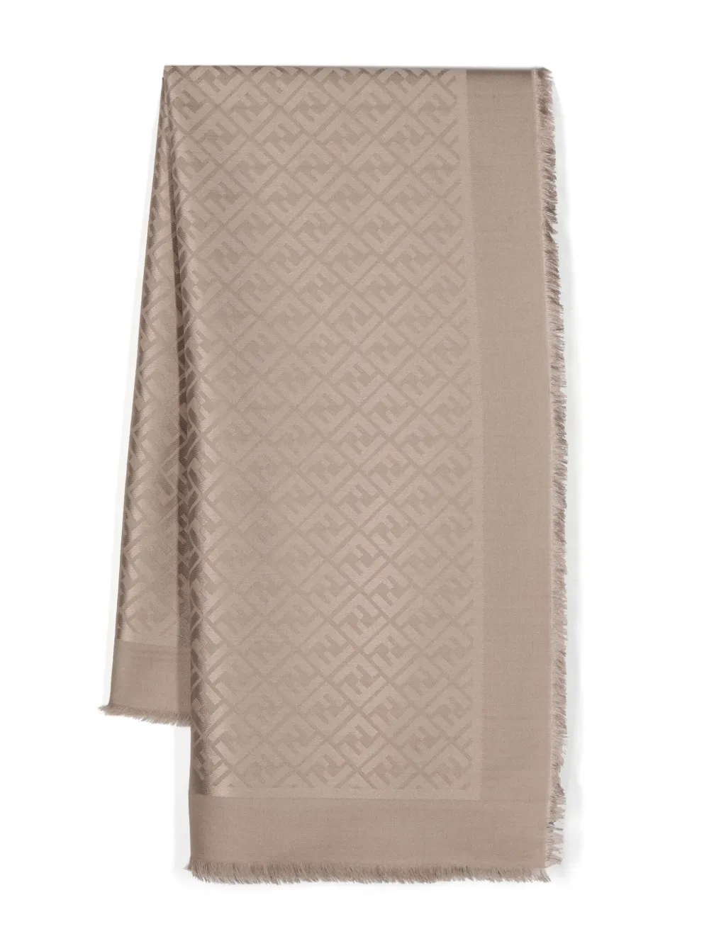 FENDI monogram-pattern frayed-hem scarf | Neutrals | Image 1