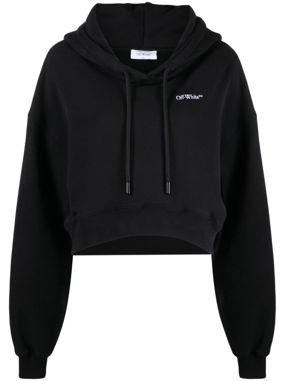 Shop Off-white Logo-print Cropped Hoodie In Black