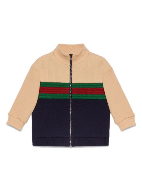Gucci Kids Web-stripe zipped cotton jacket