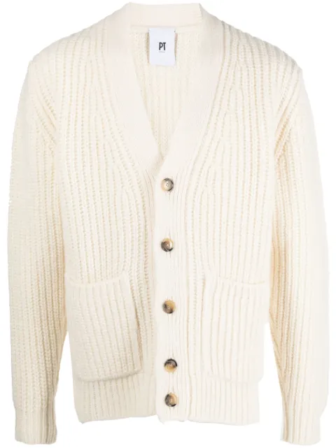 PT Torino V-neck ribbed-knit cardigan 