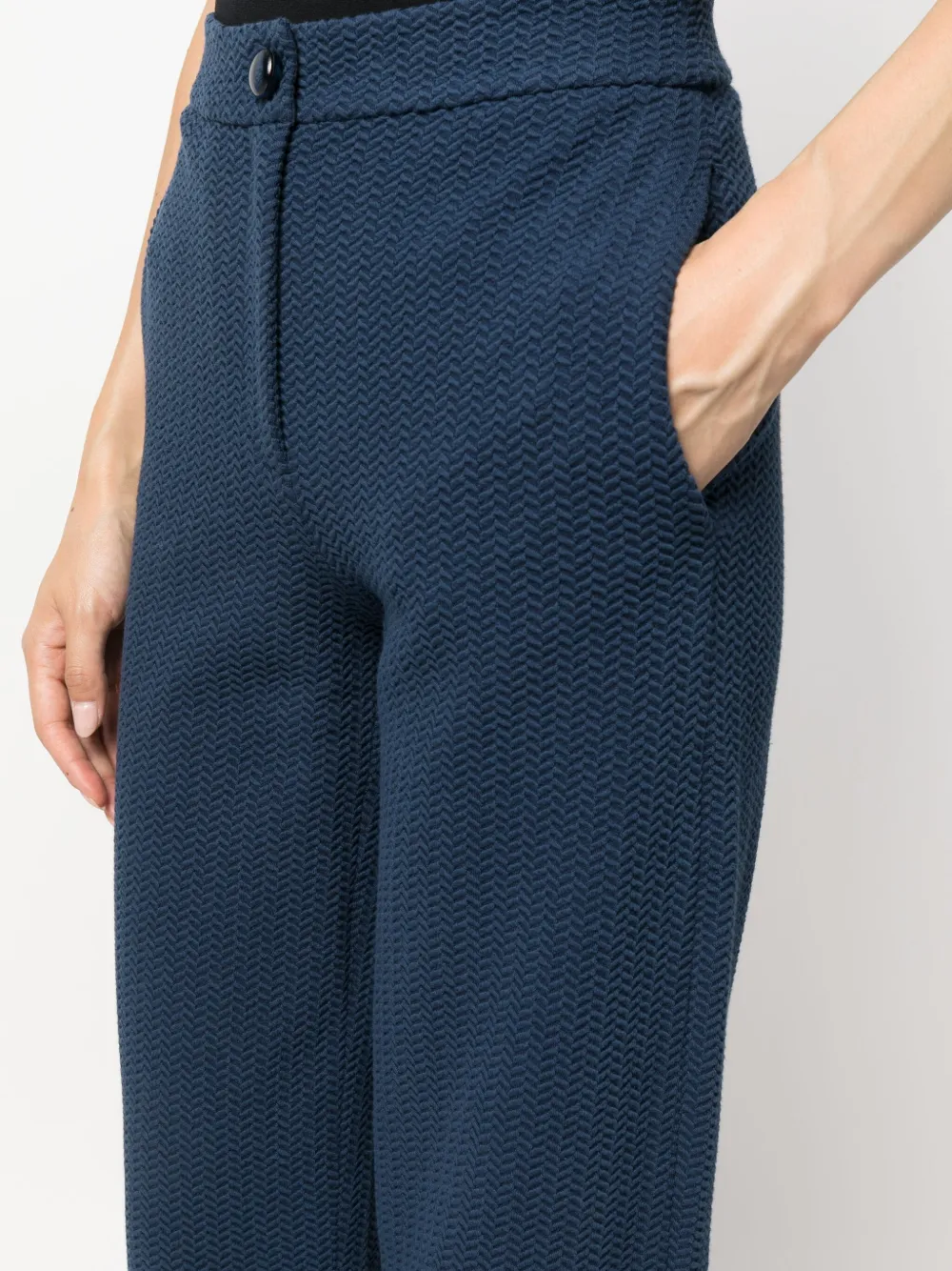 chevron-jacquard mid-rise trousers