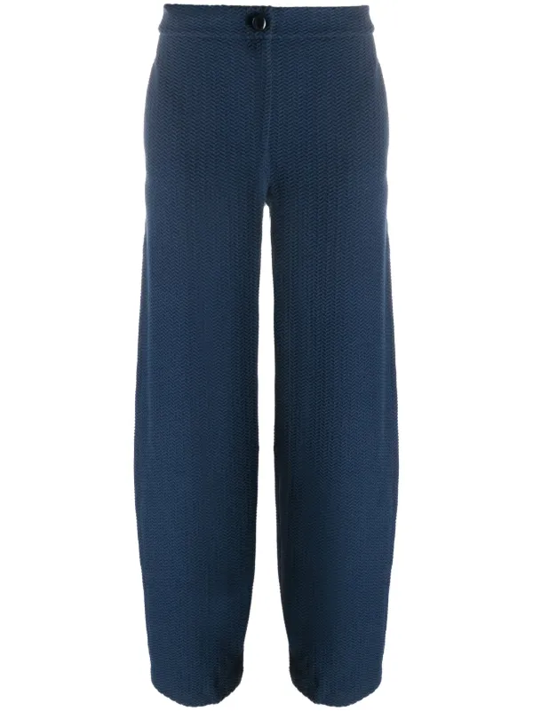 Emporio Armani Chevron-jacquard Mid-rise Trousers in Blue