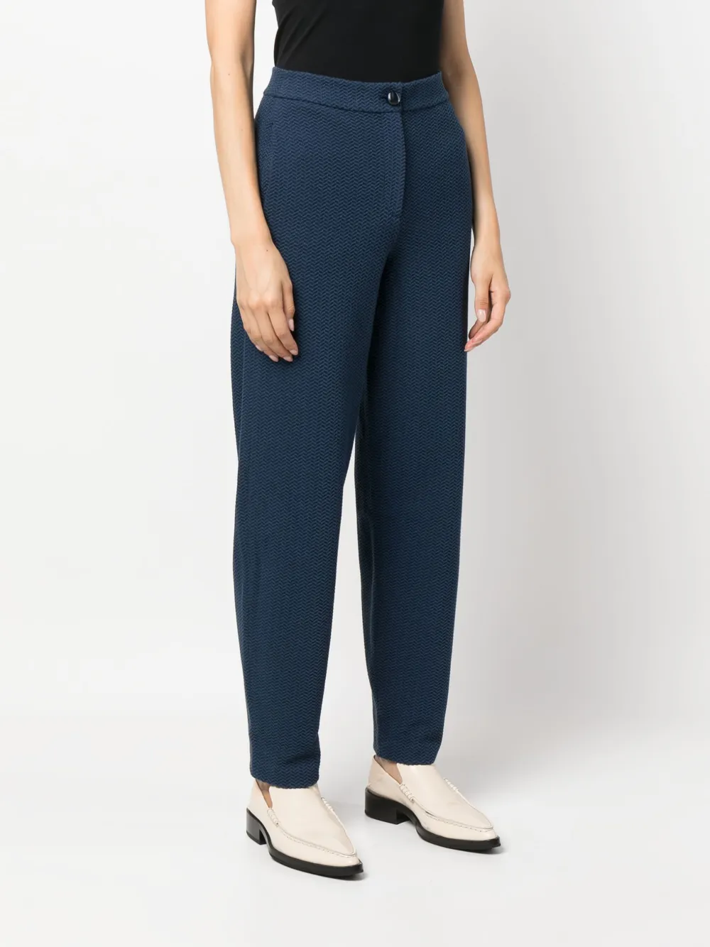 chevron-jacquard mid-rise trousers