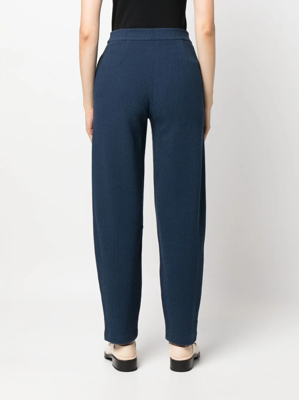 chevron-jacquard mid-rise trousers