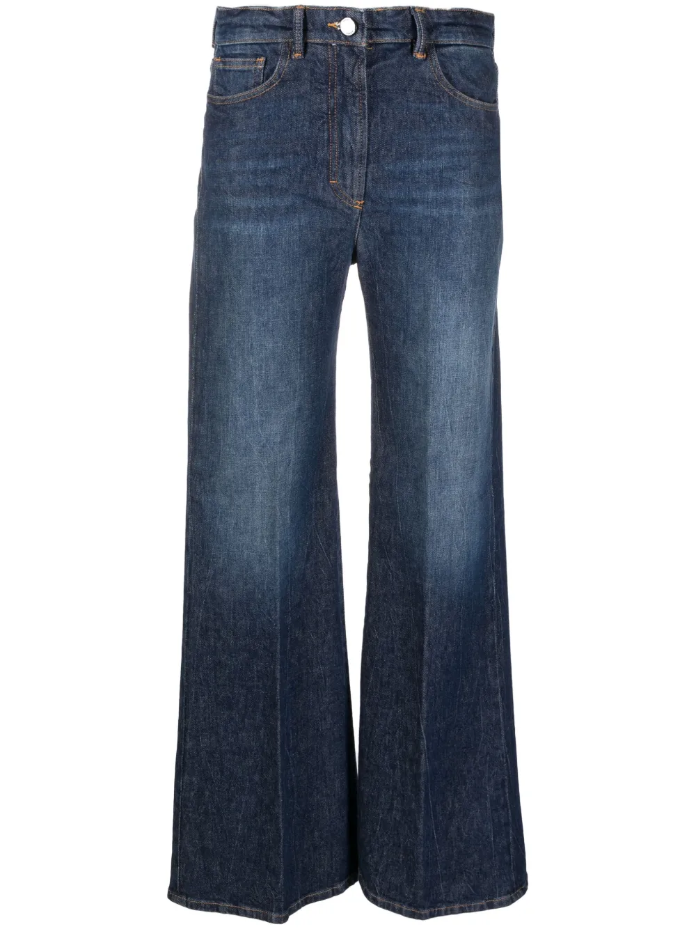 high-waist straight-leg jeans