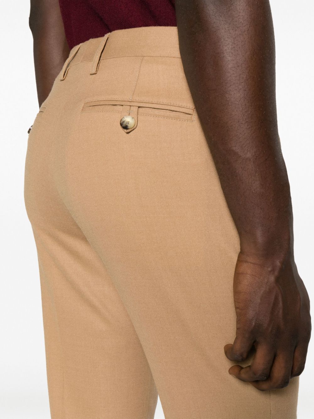 Shop Etro Pressed-crease Twill Slim-fit Trousers In Neutrals