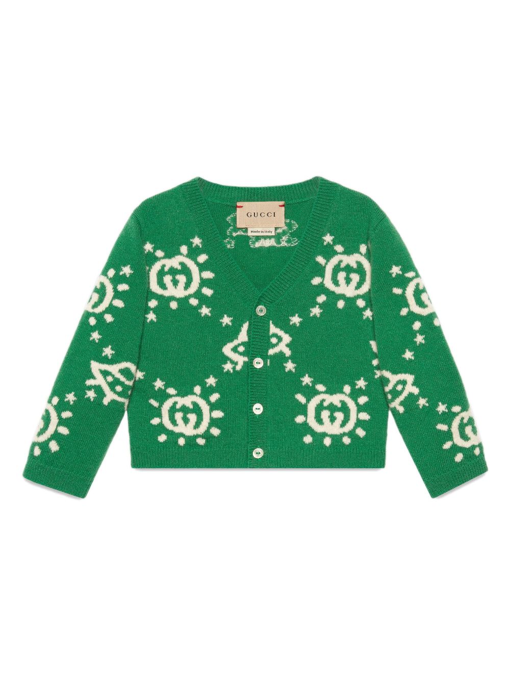 Shop Gucci Interlocking G Intarsia-knit Cardigan In Green
