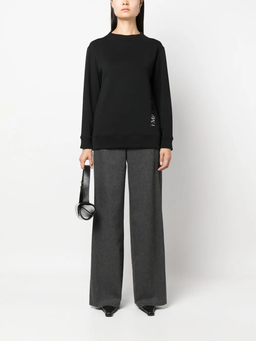 Emporio Armani logo-embossed mock-neck sweatshirt - Zwart