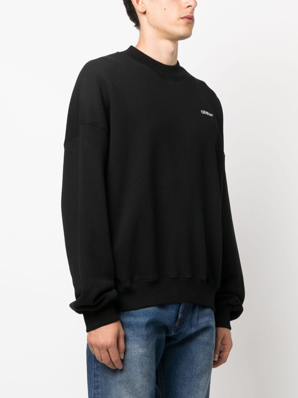 Shop Off-white Scratch Arrow-print Cotton Sweatshirt In Black
