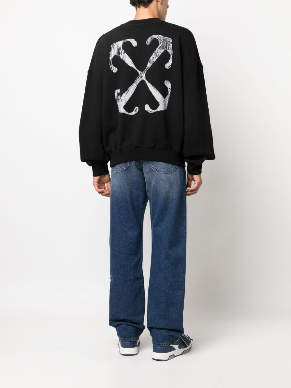 Shop Off-white Scratch Arrow-print Cotton Sweatshirt In Black